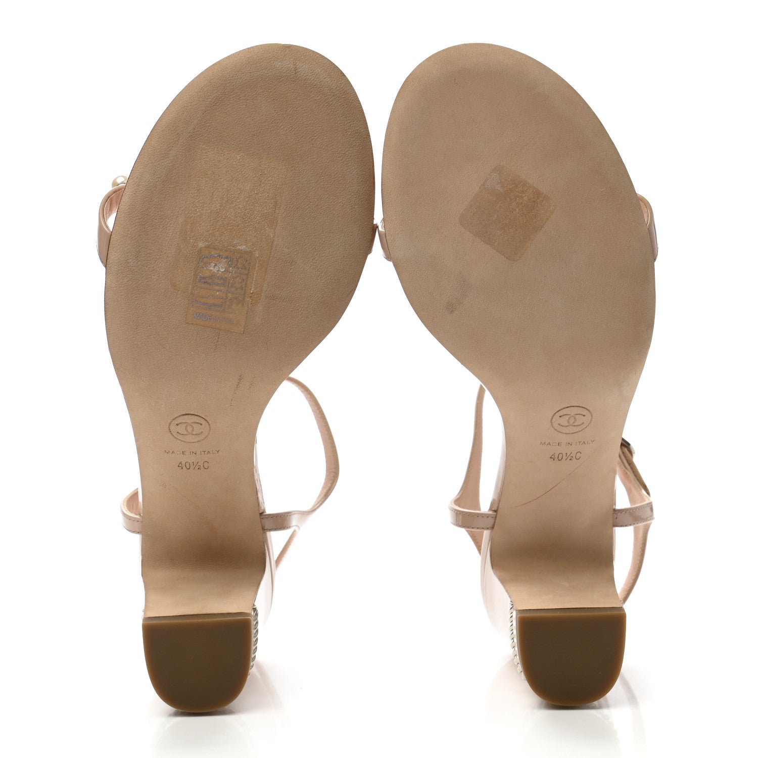 Chanel Patent Pearl CC Sandals 40.5 Beige 5 of 7