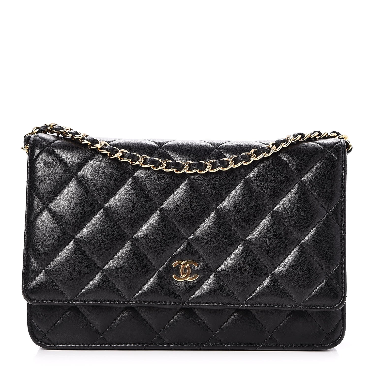 Chanel Lambskin Quilted Wallet On Chain WOC Black 1 of 9