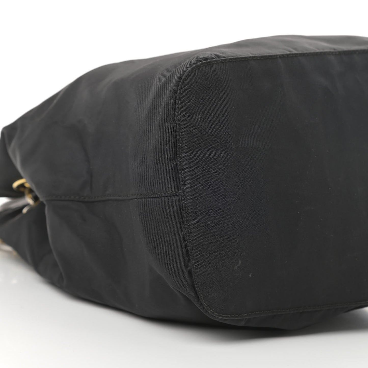 Nylon Tessuto Acciaio Chain Shoulder Bag Black
