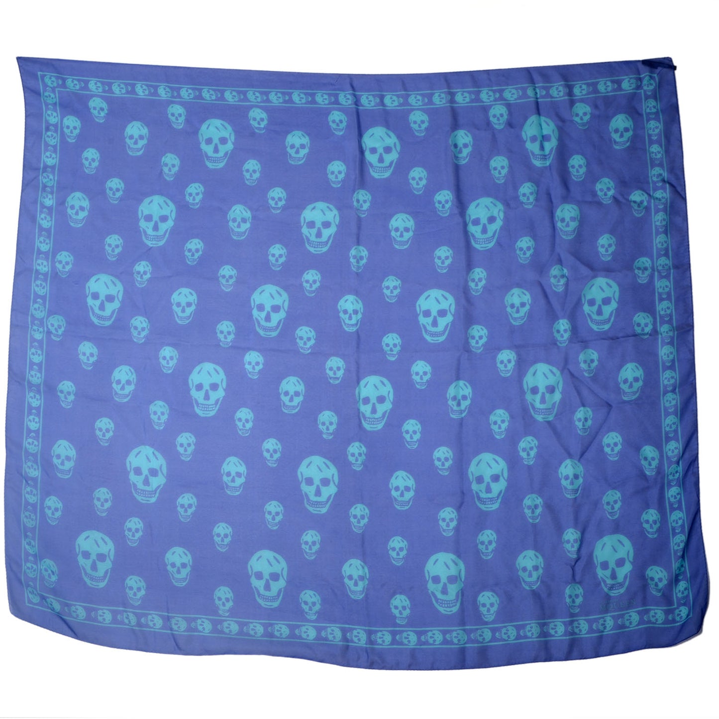 Silk Chiffon Skull Scarf Blue