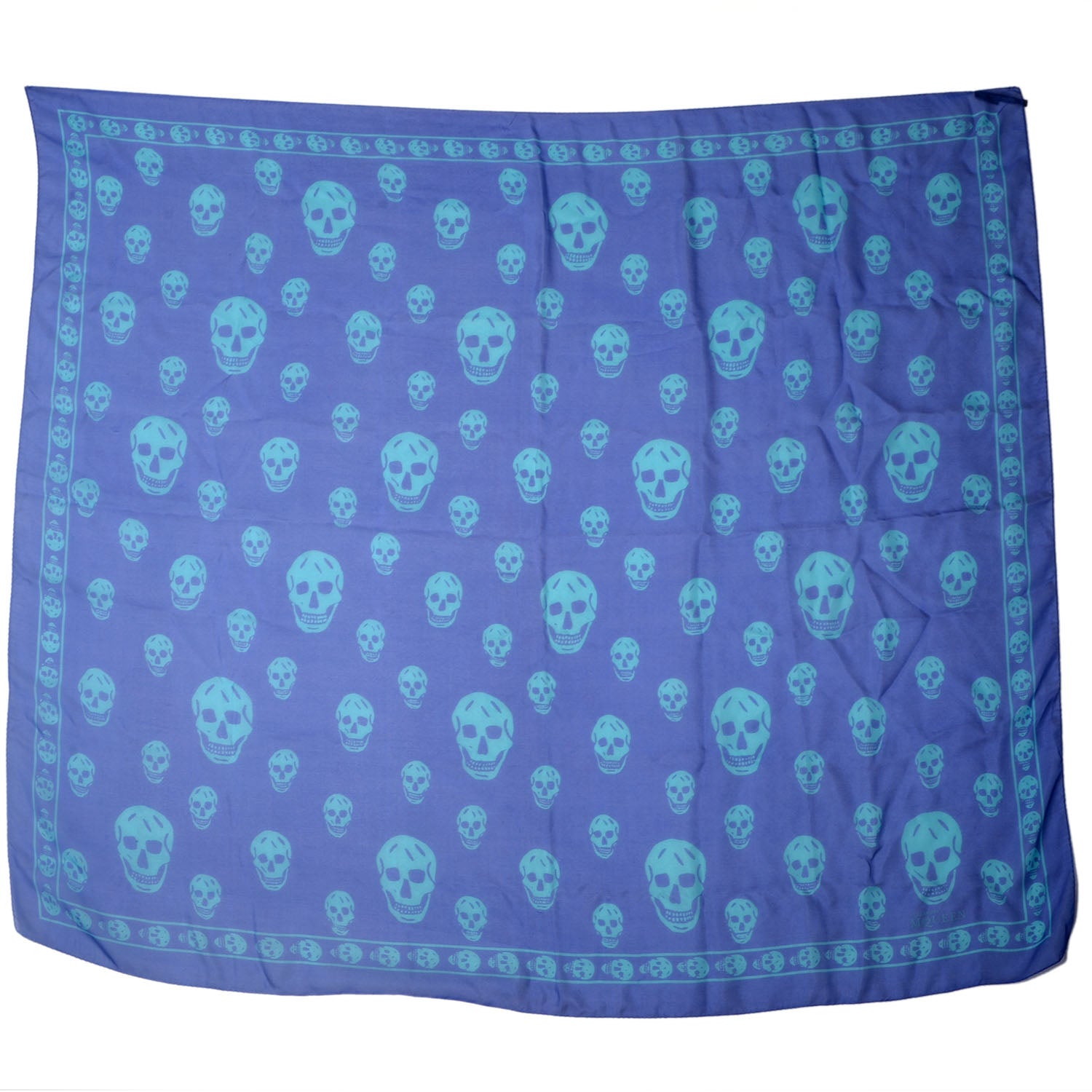 Alexander McQueen Silk Chiffon Skull Scarf Blue 3 of 7