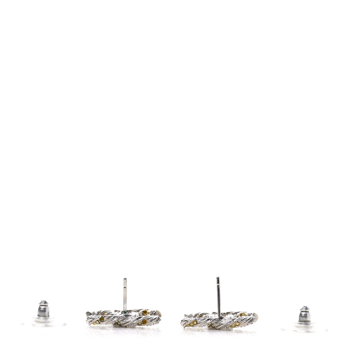 Crystal Twisted CC Earrings Silver