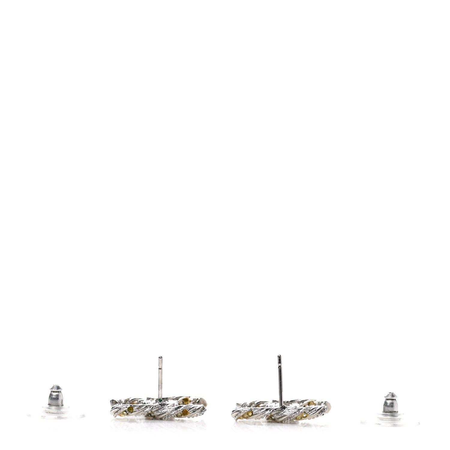 Chanel Crystal Twisted CC Earrings Silver 3 of 5