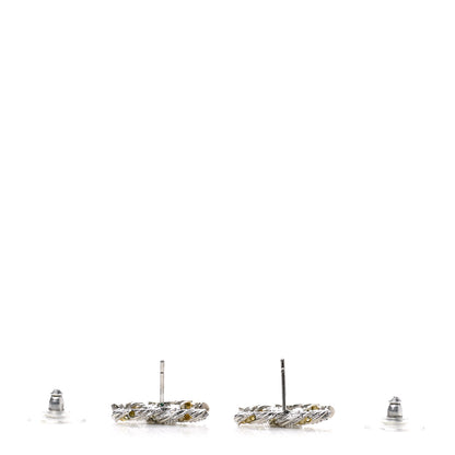 Chanel Crystal Twisted CC Earrings Silver 3 of 5