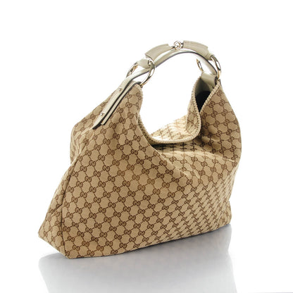 Gucci Monogram Large Horsebit Chain Hobo Off White 3 of 7