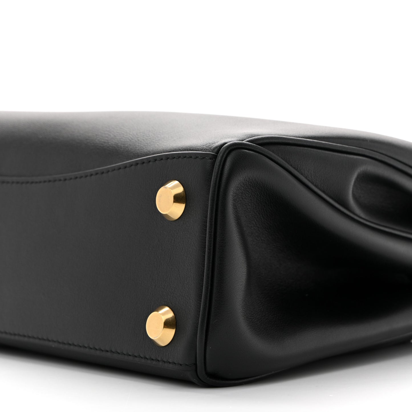 Natural Smooth Calfskin Small Rodeo Top Handle Handbag Black