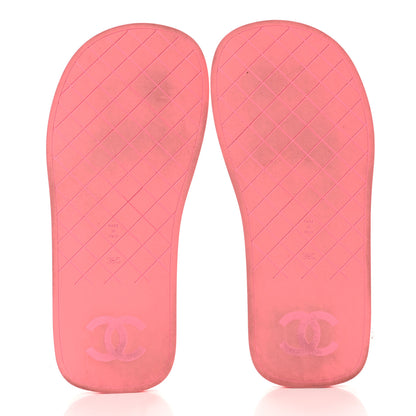 Chanel Lambskin Padded Pool Thong Sandals 38 Pink Orange 6 of 10