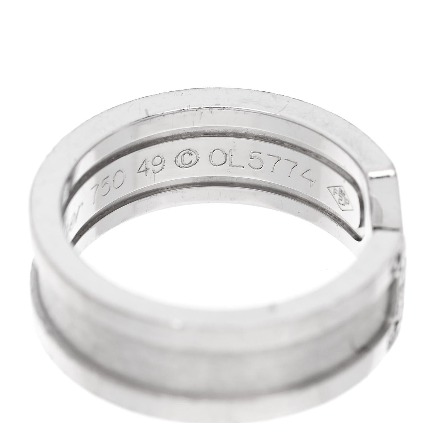 18K White Gold Diamond 6.5mm Logo De Cartier Ring 49 5