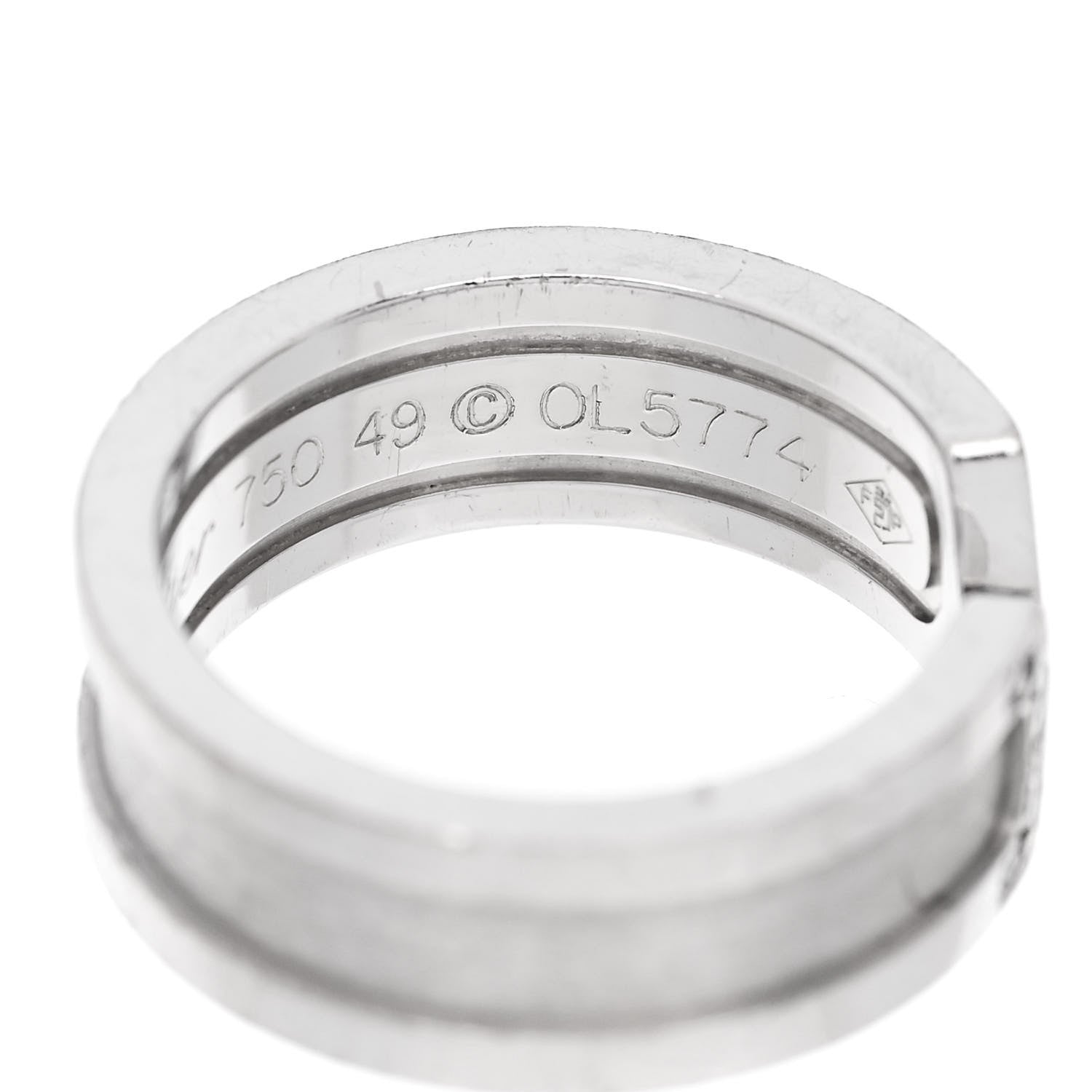 Cartier 18K White Gold Diamond 6.5mm Logo De Cartier Ring 49 5 6 of 6