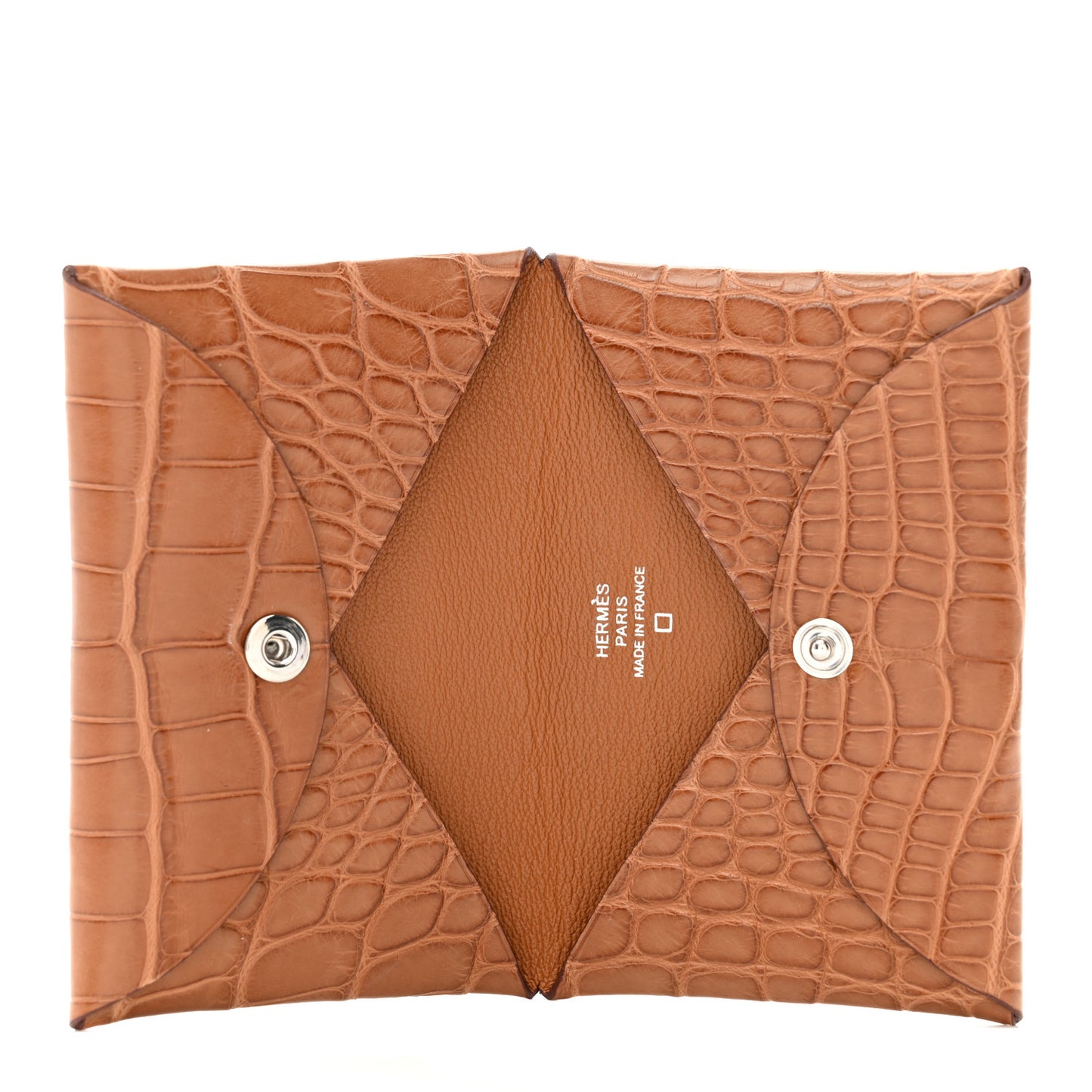 Matte Alligator Calvi Card Case Gold