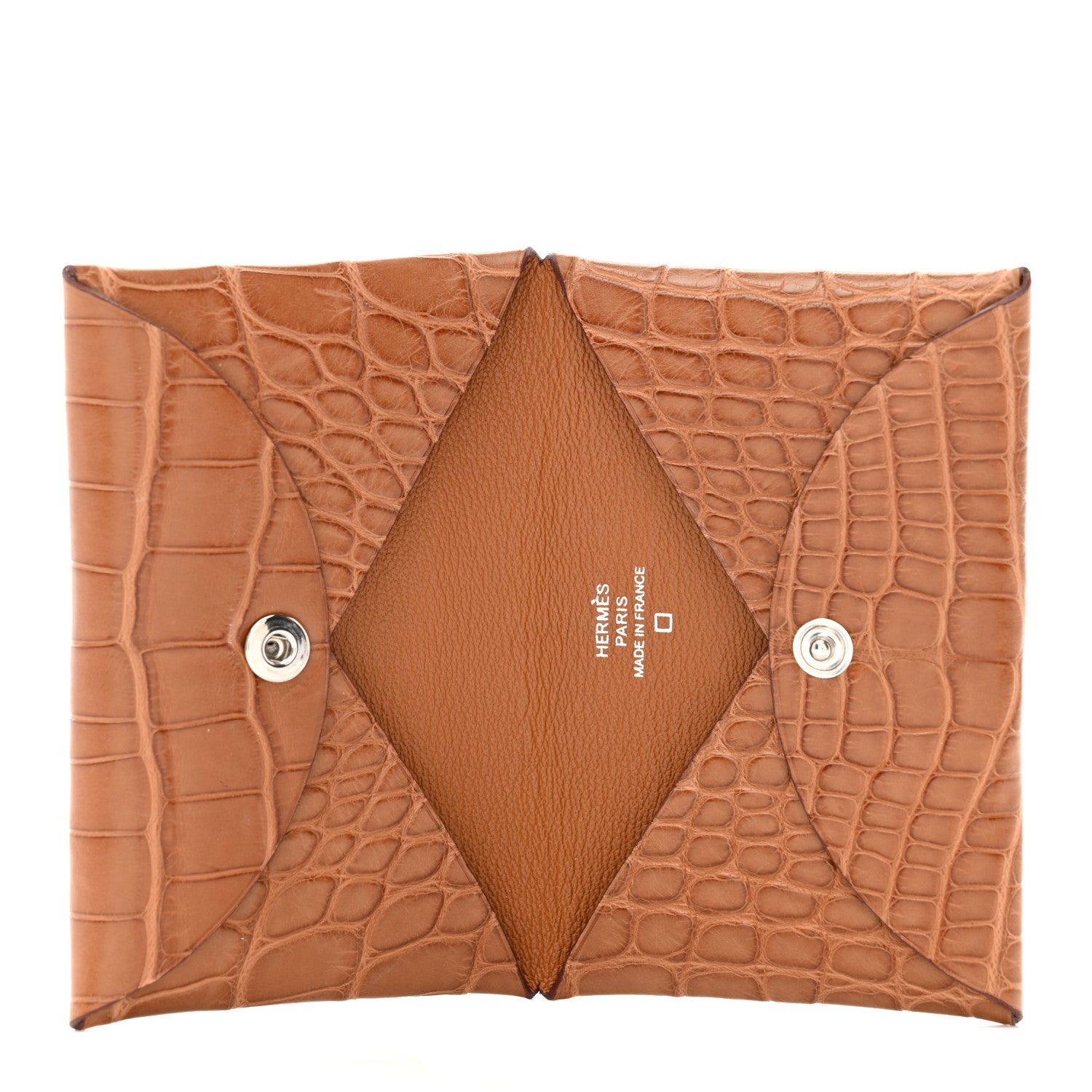 Hermes Matte Alligator Calvi Card Case Gold 5 of 9