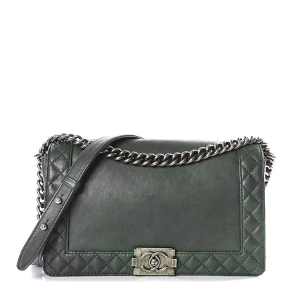 Chanel Calfskin Medium Boy Reverso Flap Dark Green 1 of 11