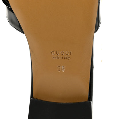 Gucci Patent Crystal Snake Head Block Heel Slide Sandals 38.5 Black 8 of 10