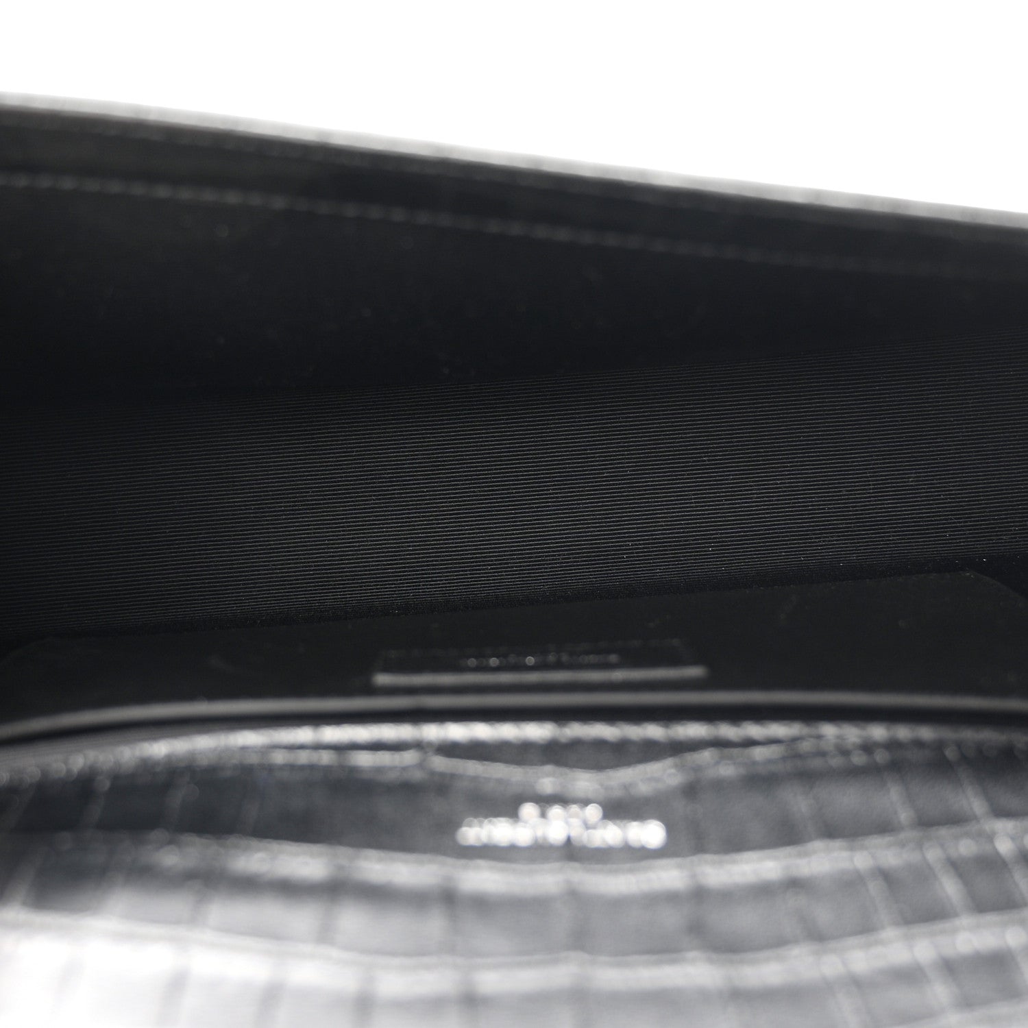 Saint Laurent Calfskin Crocodile Embossed Medium Classic Monogram Kate Tassel Satchel Black 5 of 10