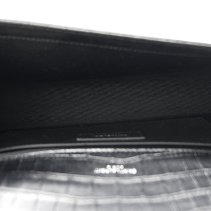 Saint Laurent Calfskin Crocodile Embossed Medium Classic Monogram Kate Tassel Satchel Black 5 of 10