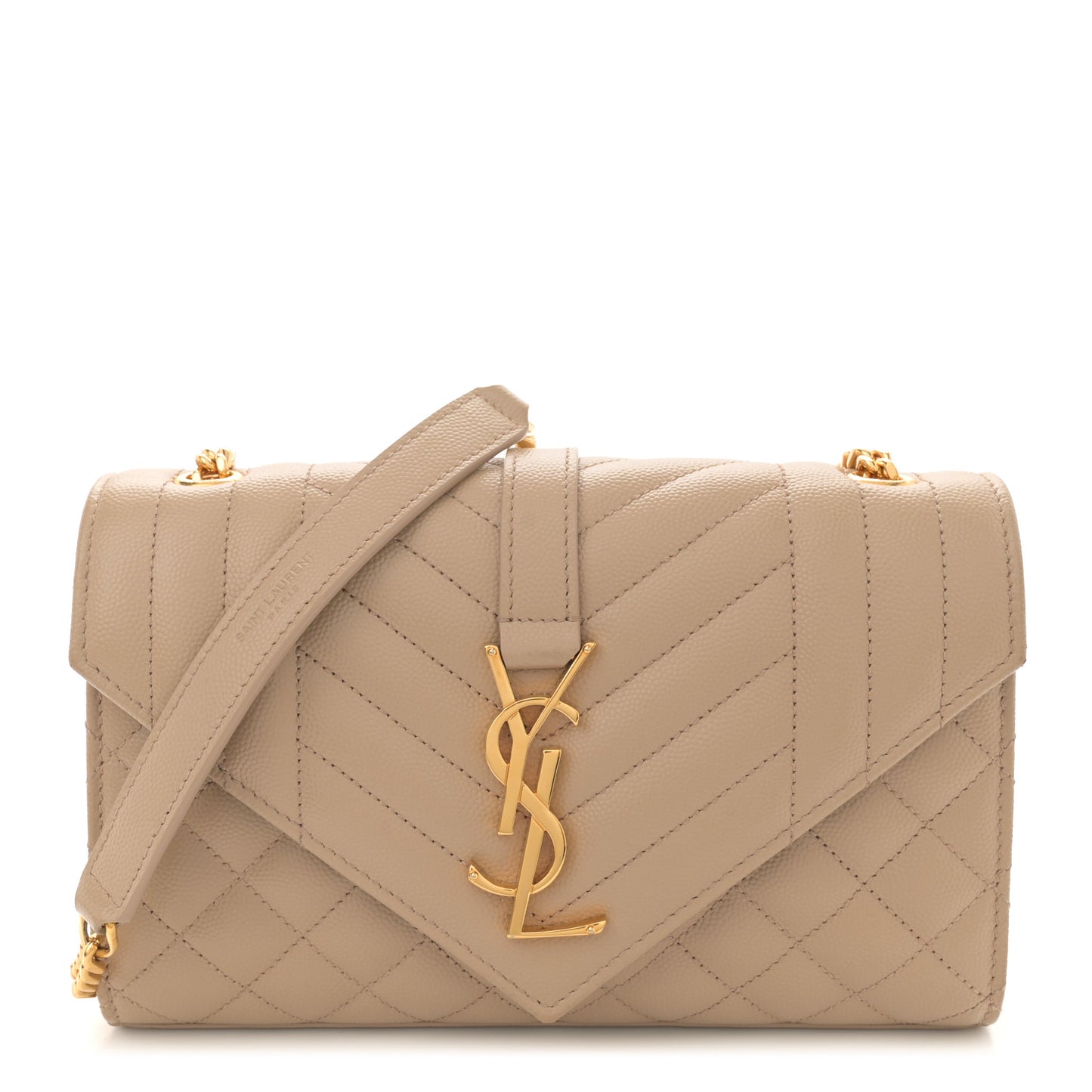 Grain De Poudre Textured Mixed Matelasse Triquilt Small Monogram Satchel Dark Beige