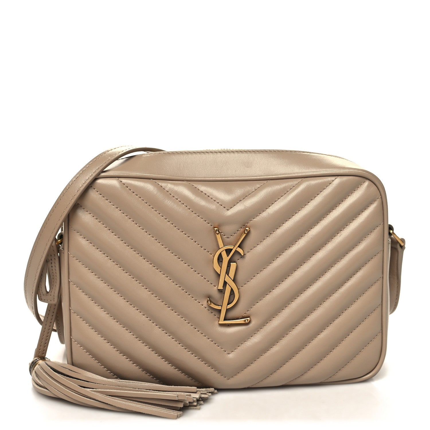 Saint Laurent Calfskin Matelasse Monogram Lou Camera Bag Dark Beige 1 of 10