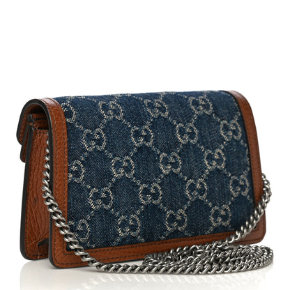Gucci New Denim GG Monogram Dollar Calfskin Enamel Super Mini Dionysus Shoulder Bag Blue Tea Cuir Epilog Electric Blue 3 of 12