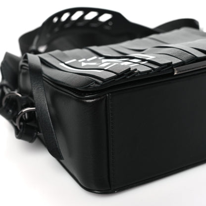 Off-White Calfskin Fringe Binder Clip Bag Black White 9 of 9