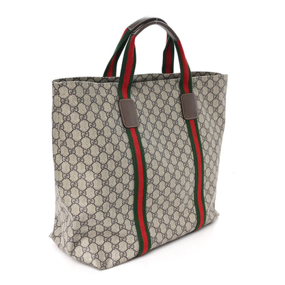 Gucci Tender GG Supreme Monogram Textured Dollar Calfskin Web Tote Beige Ebony New Acero 3 of 9