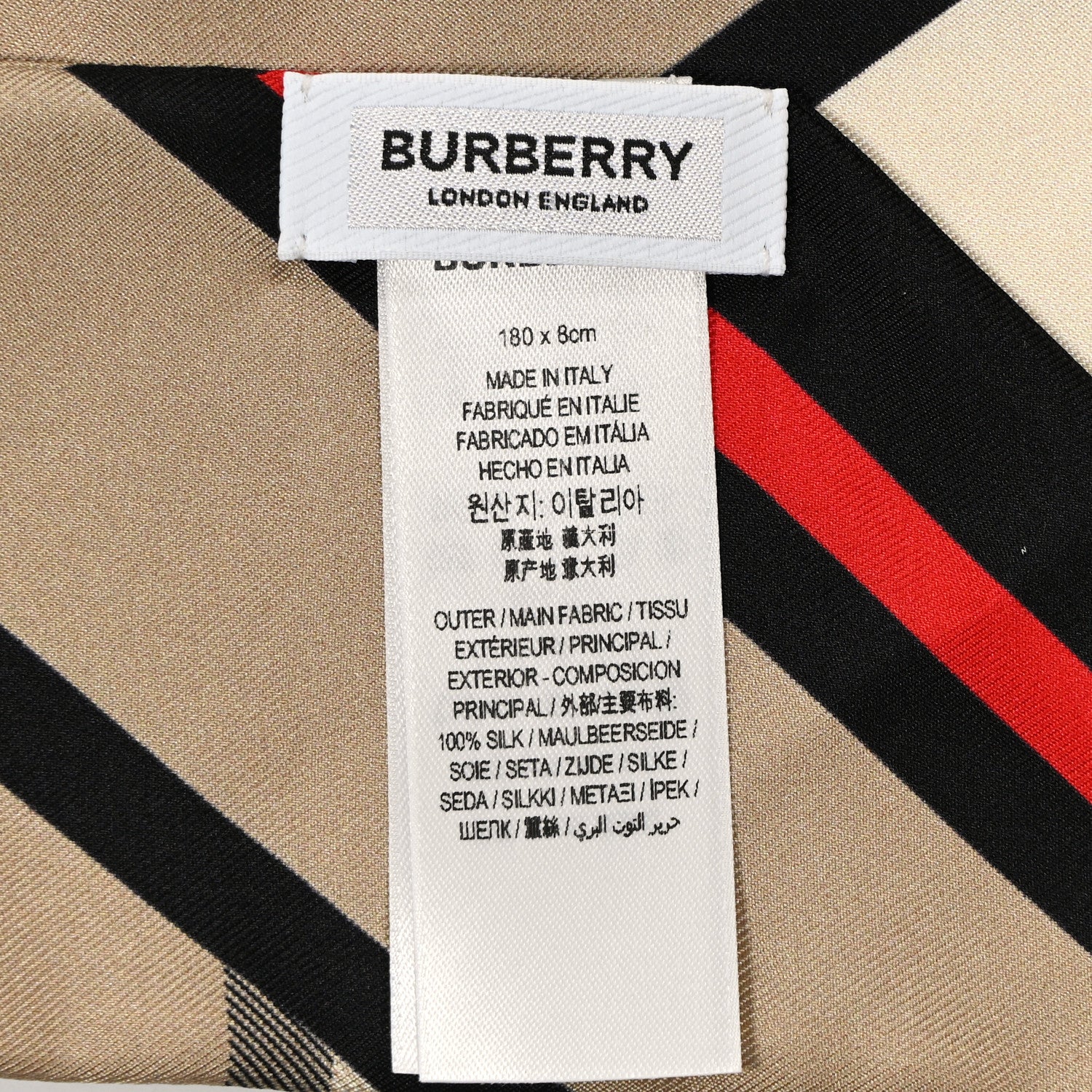 Burberry Silk Montage Print Skinny Scarf Archive Beige 2 of 3