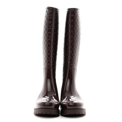 Louis Vuitton Rubber Embossed Monogram Splash Rain Boots 38 Burgundy 2 of 11