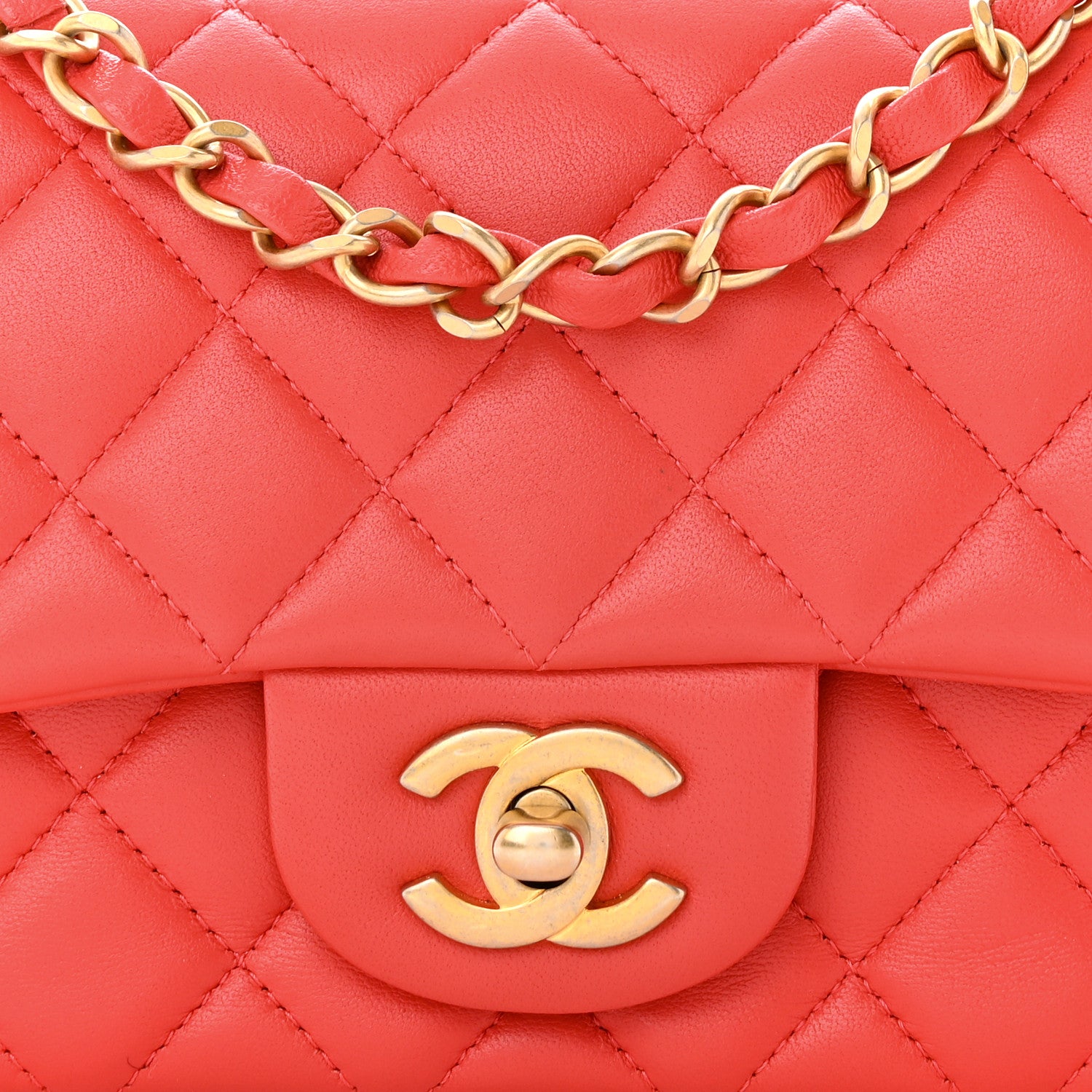 Chanel Lambskin Quilted Mini Rectangular Flap Red 8 of 11