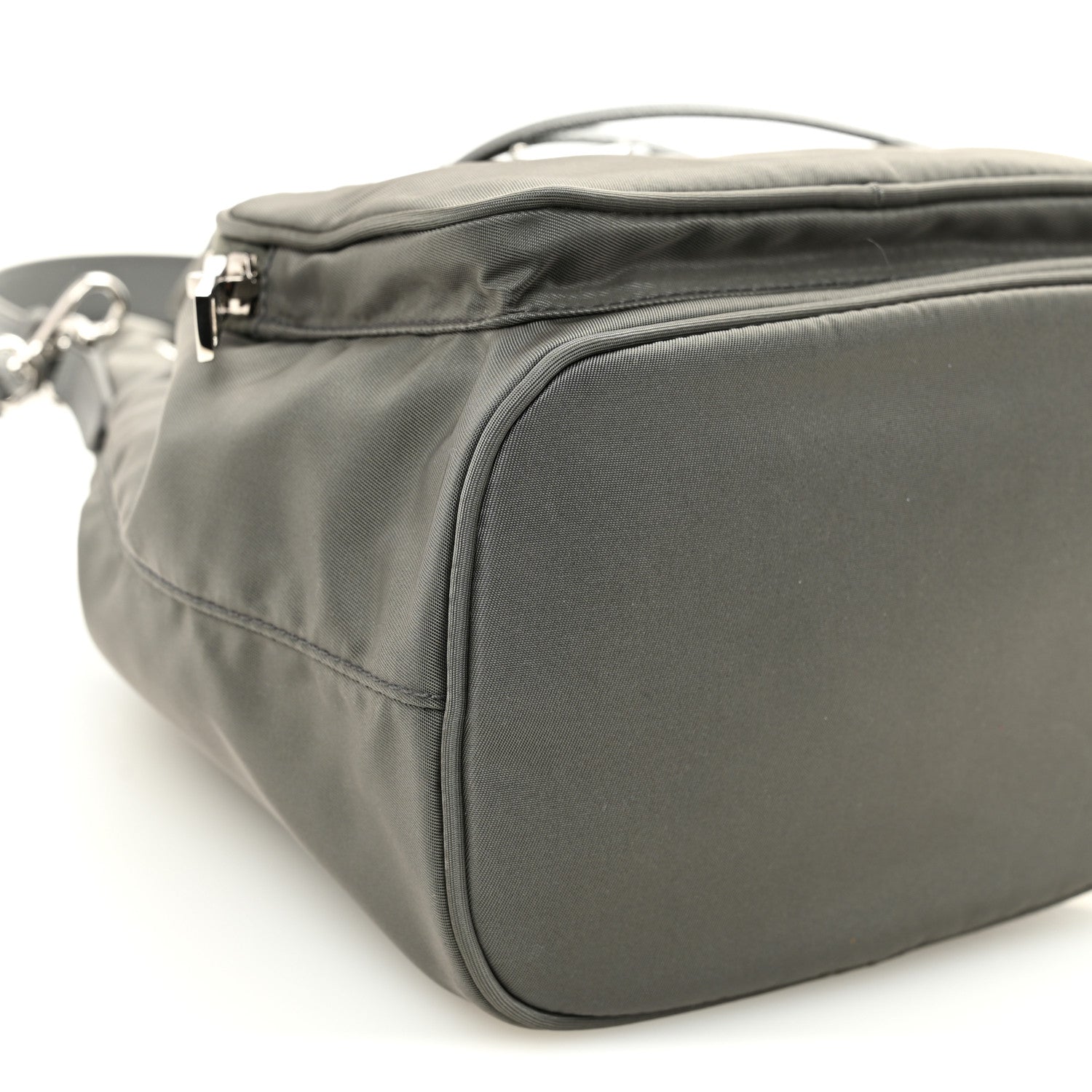Prada Re-Nylon Saffiano Duet Bucket Crossbody Bag Mercury 7 of 8