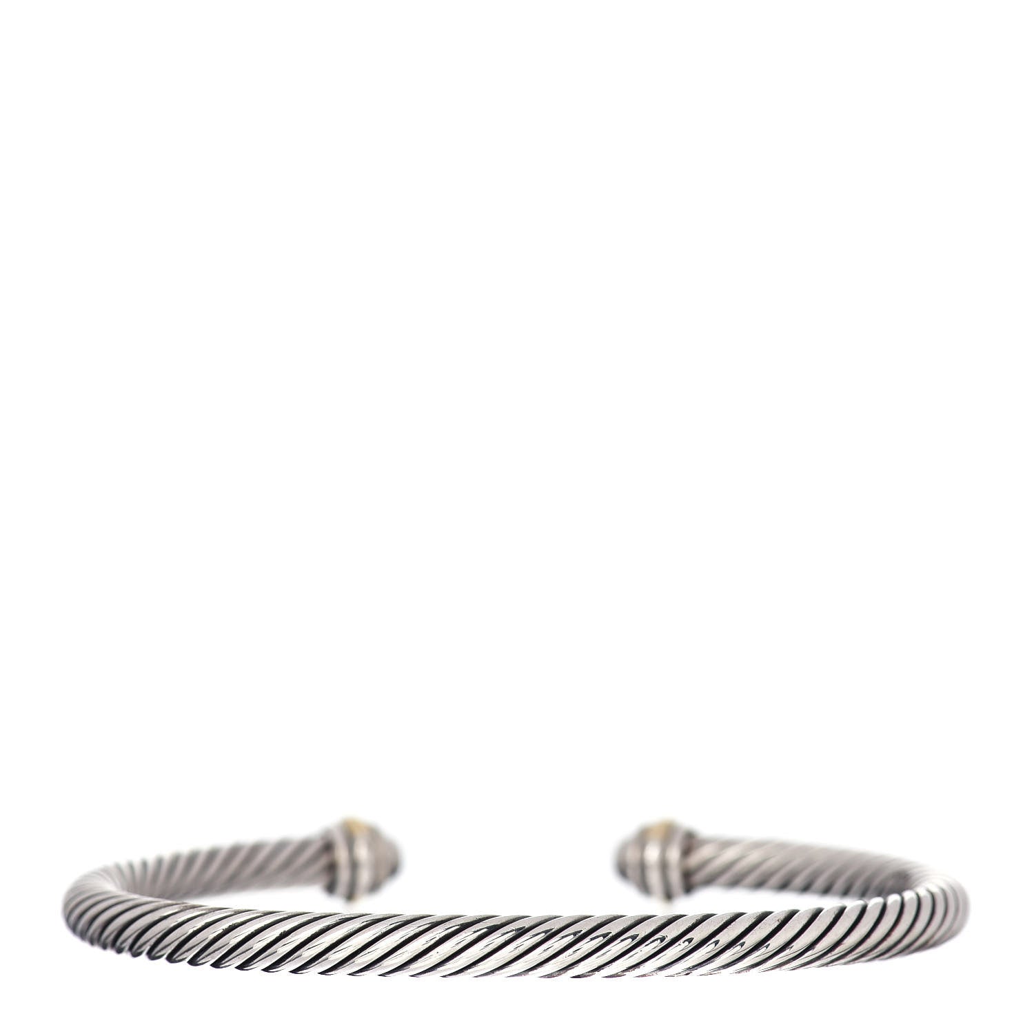 David Yurman Sterling Silver 18K Yellow Gold 4mm Cable Classics Bracelet 3 of 4
