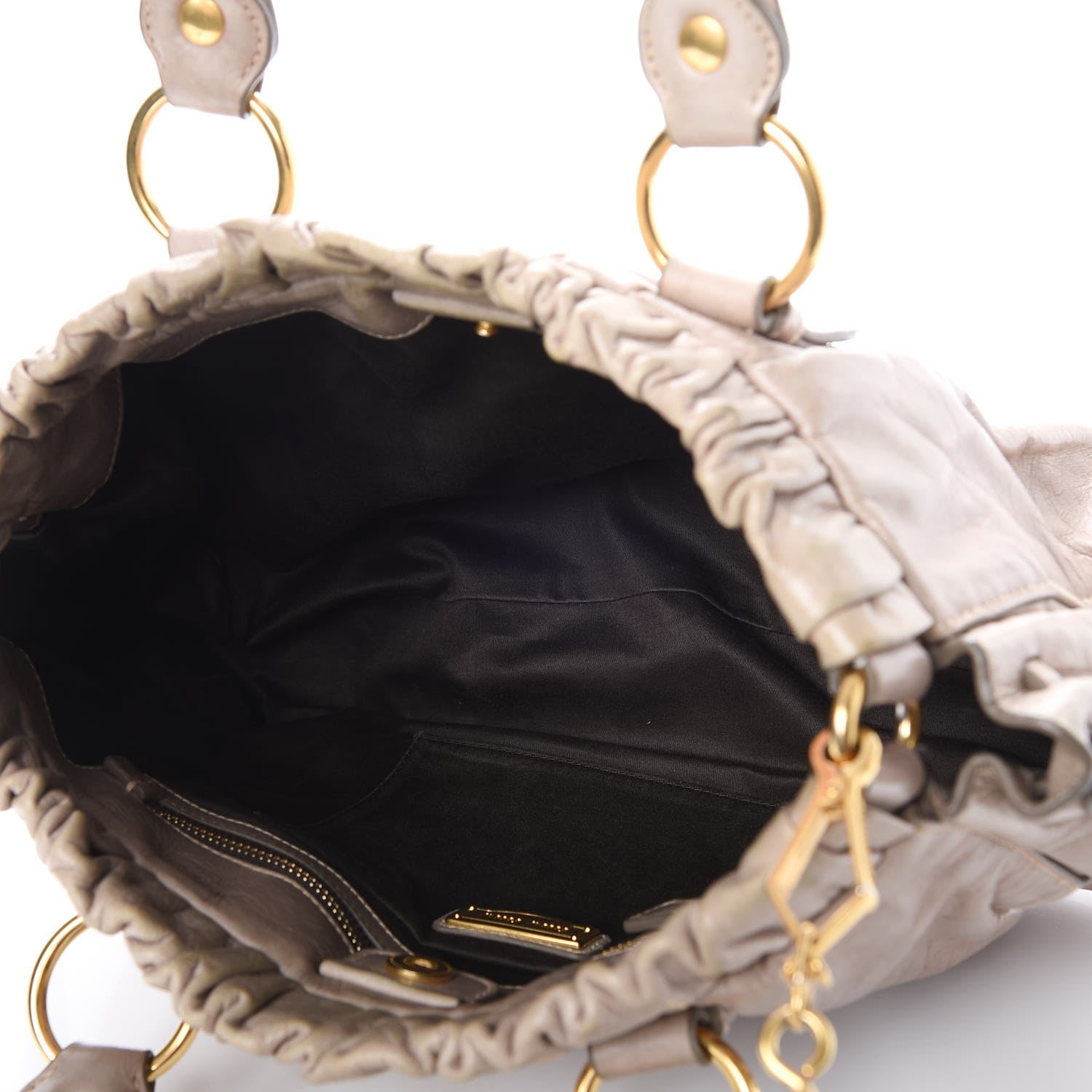 Miu Miu Vitello Lux Gathered Tote Pomice 7 of 16