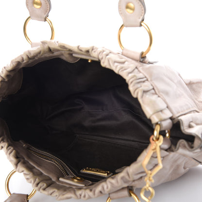 Miu Miu Vitello Lux Gathered Tote Pomice 7 of 16
