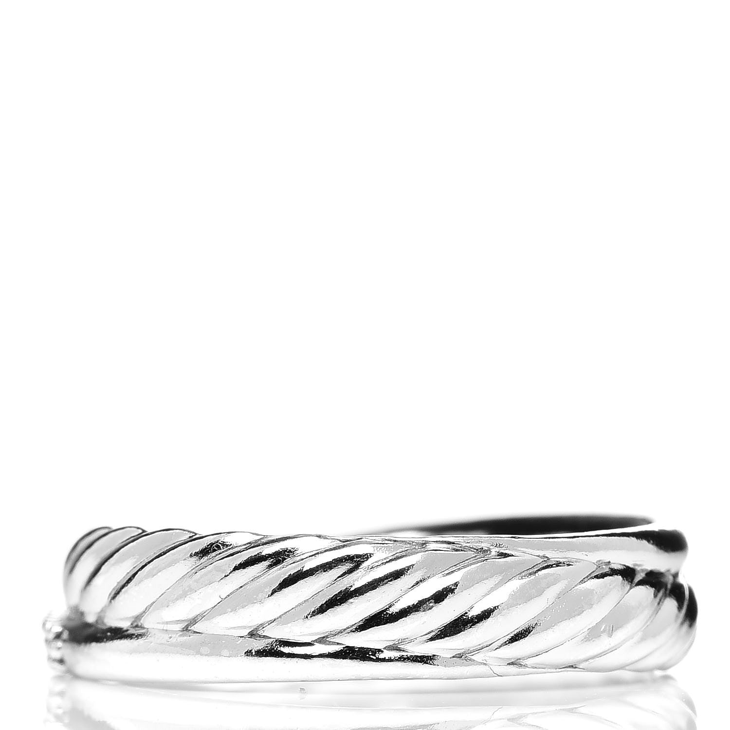 David Yurman Sterling Silver Diamond 5mm Crossover Ring 54 7 4 of 6
