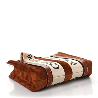 Chloe Suede Calfskin Small Woody Ribbon Tote Sepia Brown 3 of 5