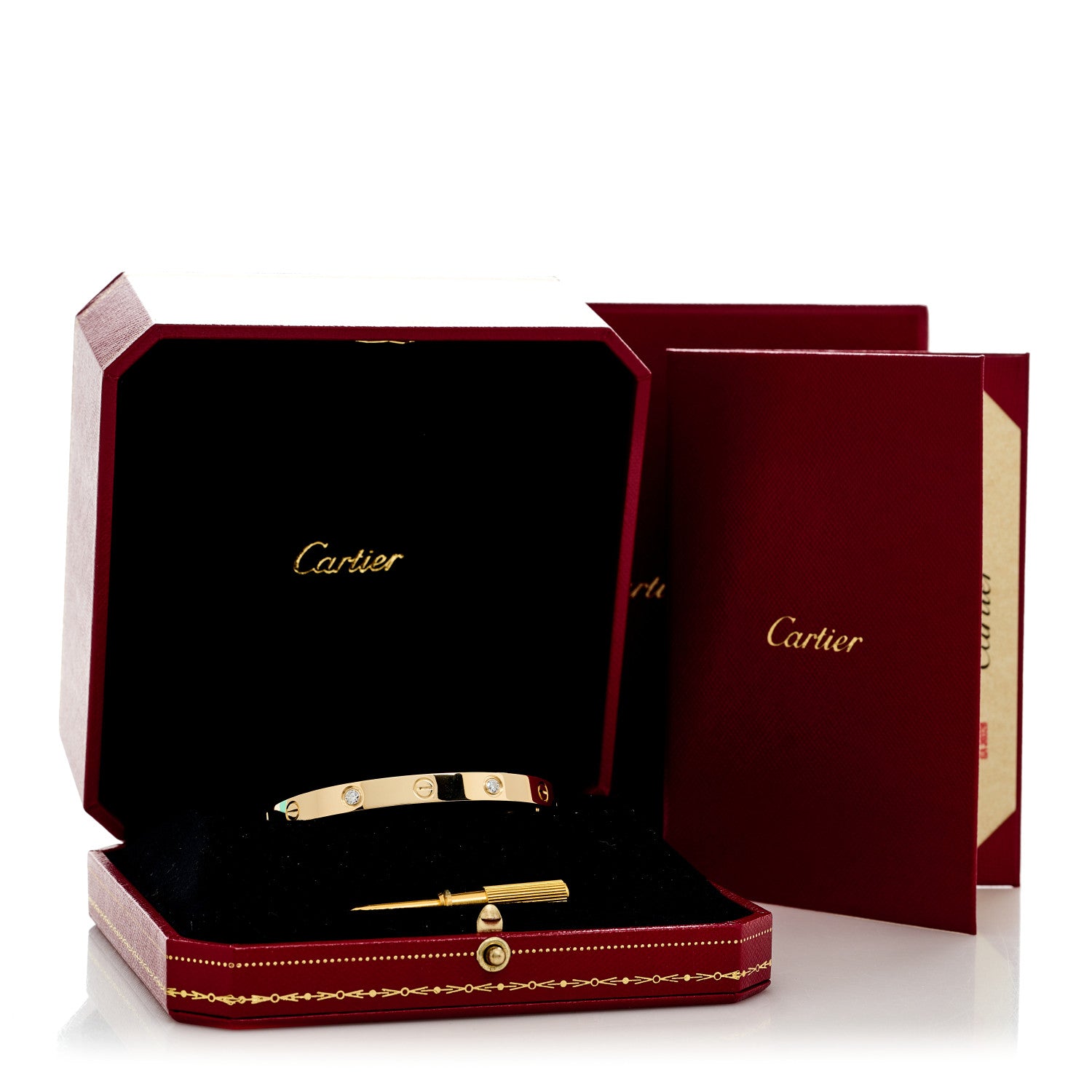 Cartier 18K Yellow Gold 4 Diamond LOVE Bracelet 17 8 of 8