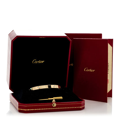Cartier 18K Yellow Gold 4 Diamond LOVE Bracelet 17 8 of 8