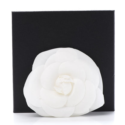 Chanel Silk Taffeta Camellia Brooch Pin White 7 of 7