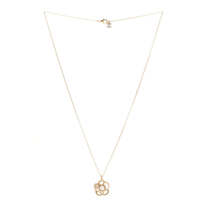 Chanel Crystal Pearl Camellia Necklace Gold 3 of 7