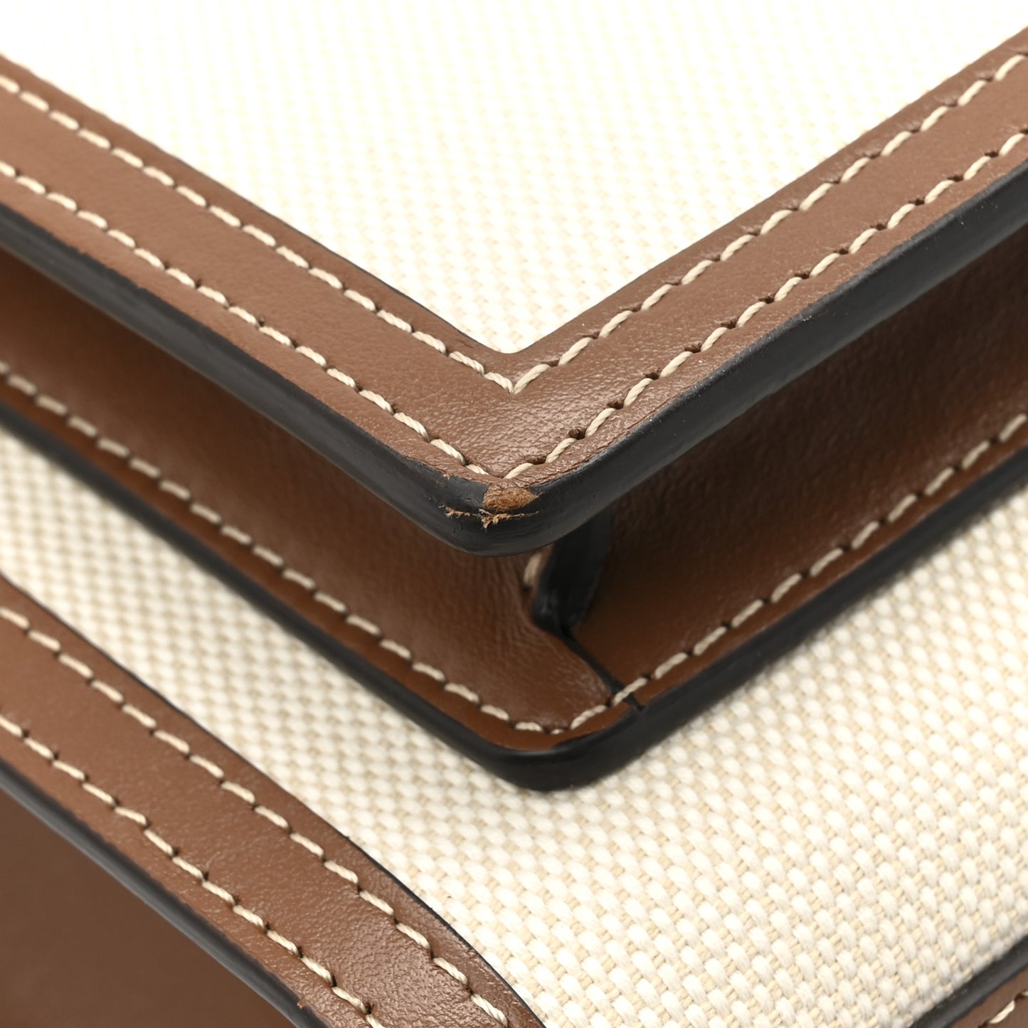 Canvas Smooth Calfskin Two Tone Mini Pocket Bag Natural Malt Brown