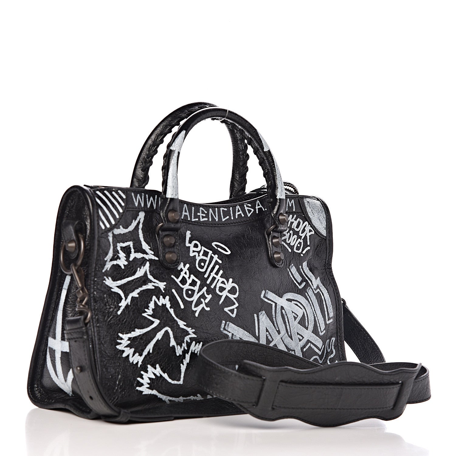 Balenciaga Agneau Classic Hardware Graffiti All Over S City Black 4 of 11