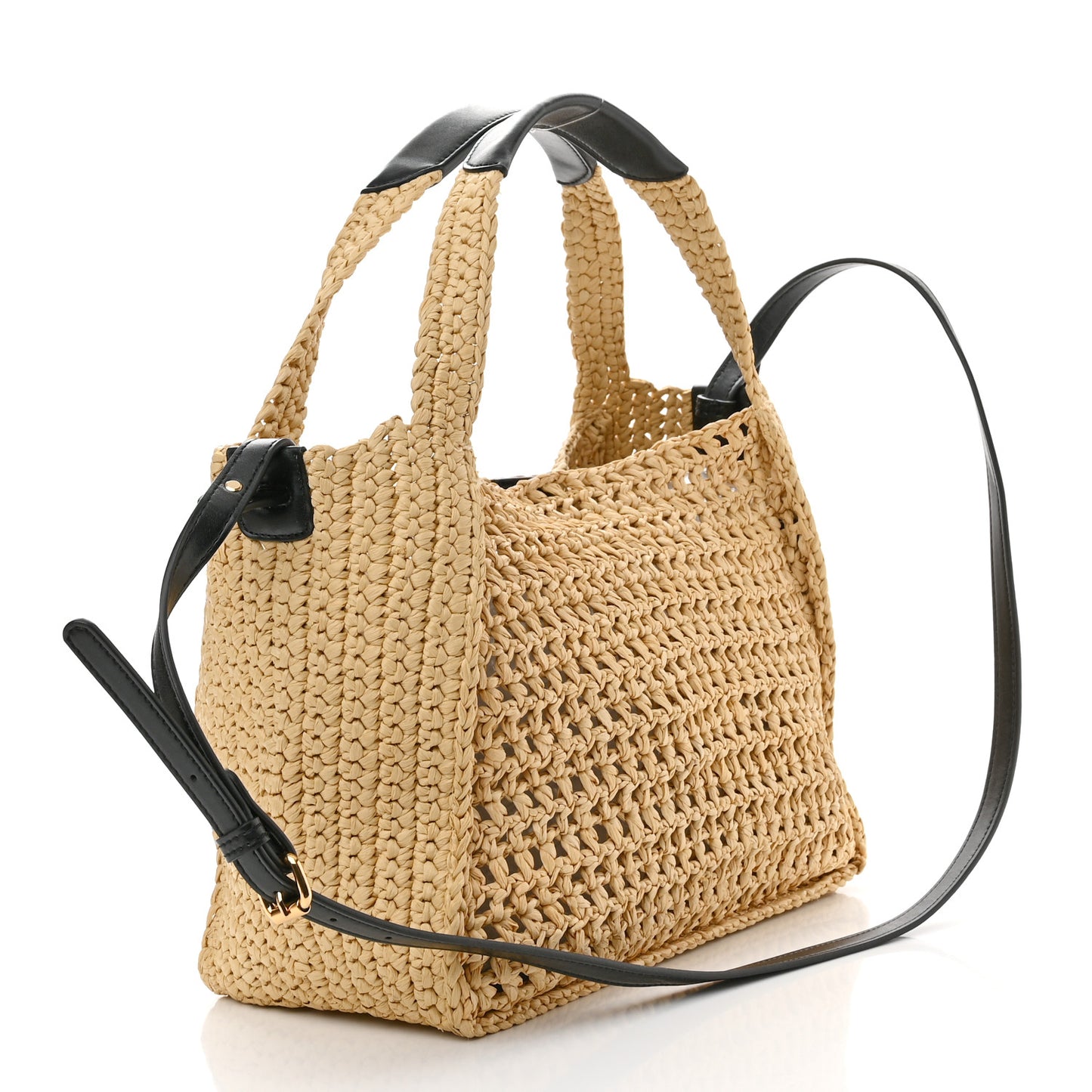 Braided Raffia Eco Alter Napa Perforated Logo Crossbody Bag Natural