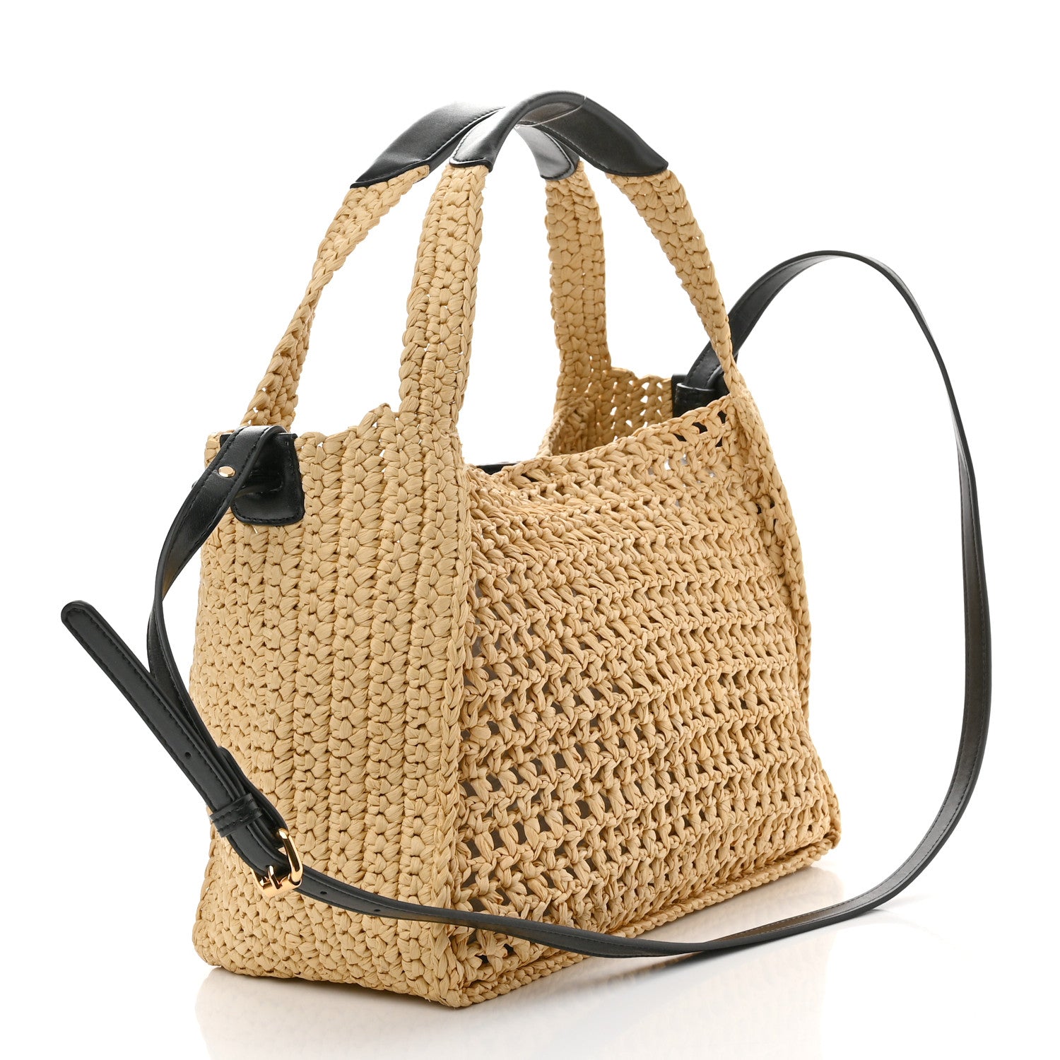 Stella McCartney Braided Raffia Eco Alter Napa Perforated Logo Crossbody Bag Natural 3 of 11