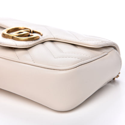 Gucci Calfskin Matelasse Super Mini GG Marmont Shoulder Bag White 8 of 11