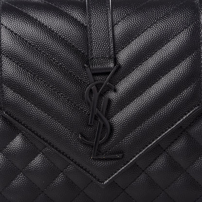 Saint Laurent Grain De Poudre Textured Mixed Matelasse Triquilt Medium Monogram Satchel Black 9 of 9