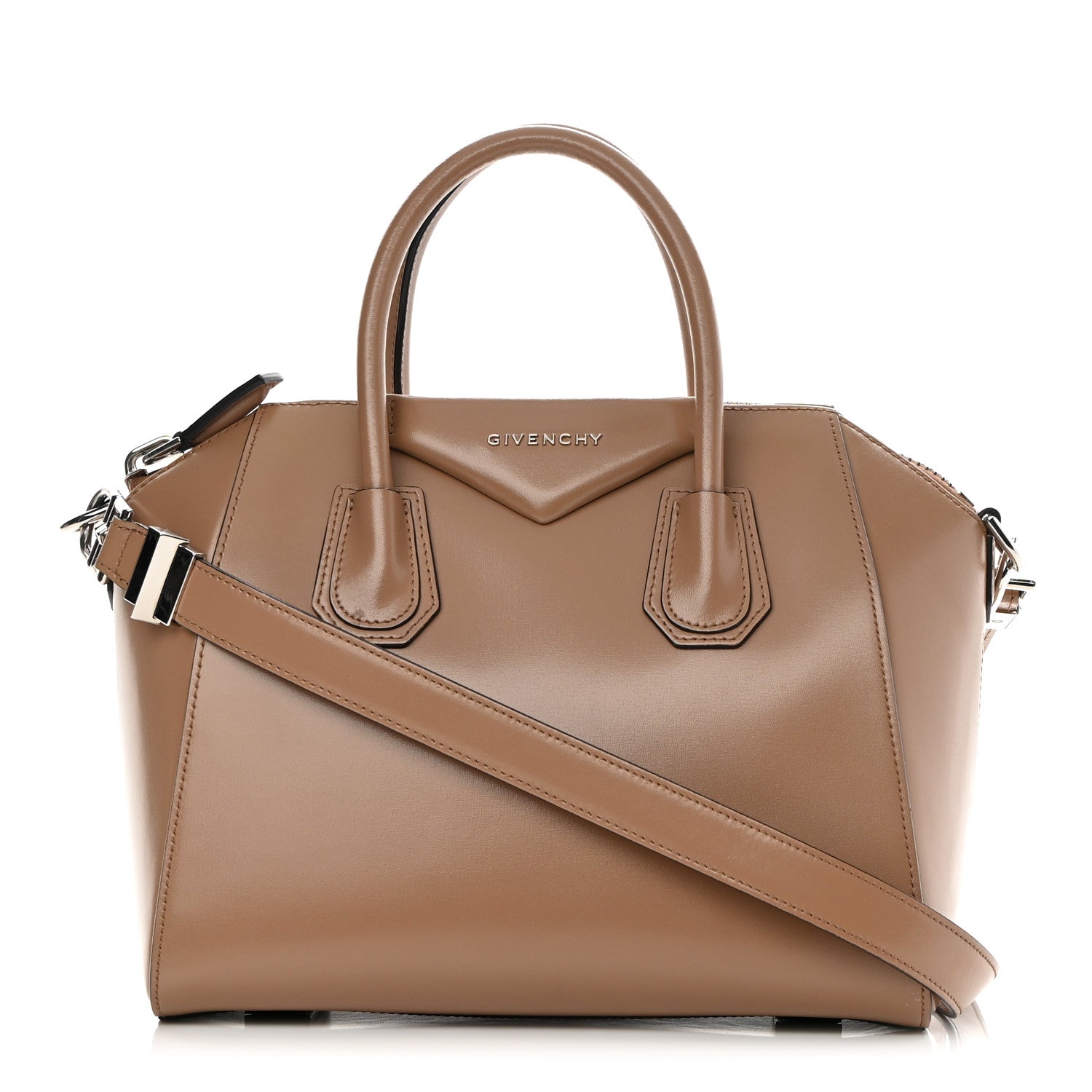 Givenchy Shiny Lord Calfskin Small Antigona Dark Beige 1 of 13
