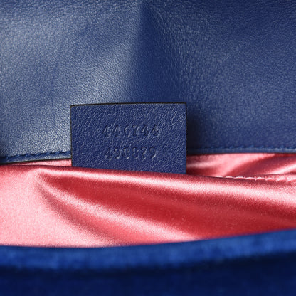 Gucci Velvet Matelasse Mini GG Marmont Shoulder Bag Cobalt Blue 9 of 12