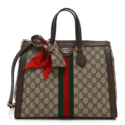 Gucci GG Supreme Monogram Web Medium Ophidia Tote Bag Brown 3 of 12