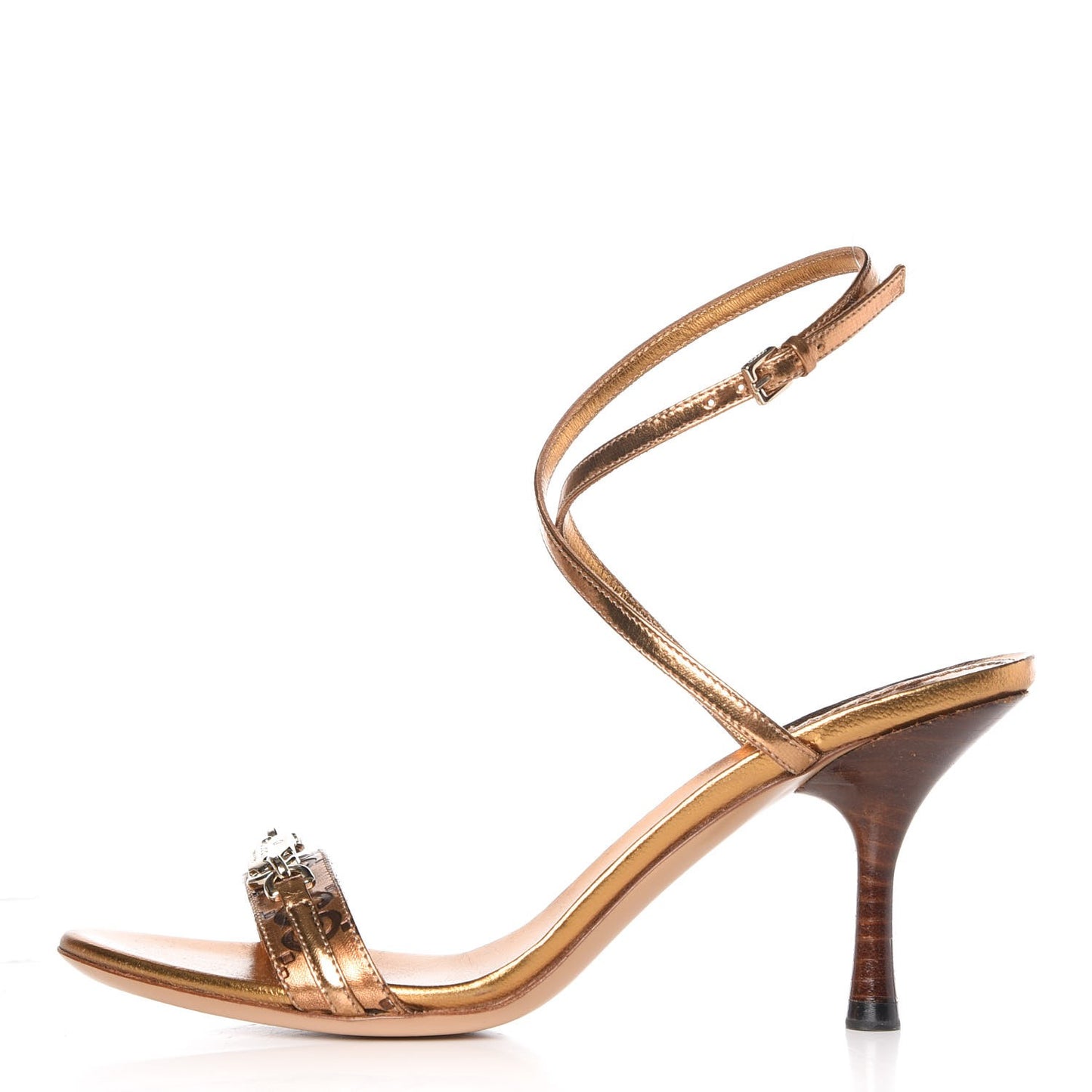 Metallic Guccissima Strappy Sandals 5 Bronze