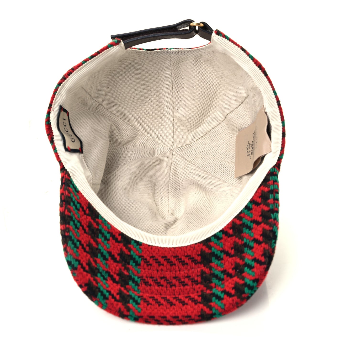 Tweed Wool Houndstooth Interlocking G Baseball Hat S Red Green