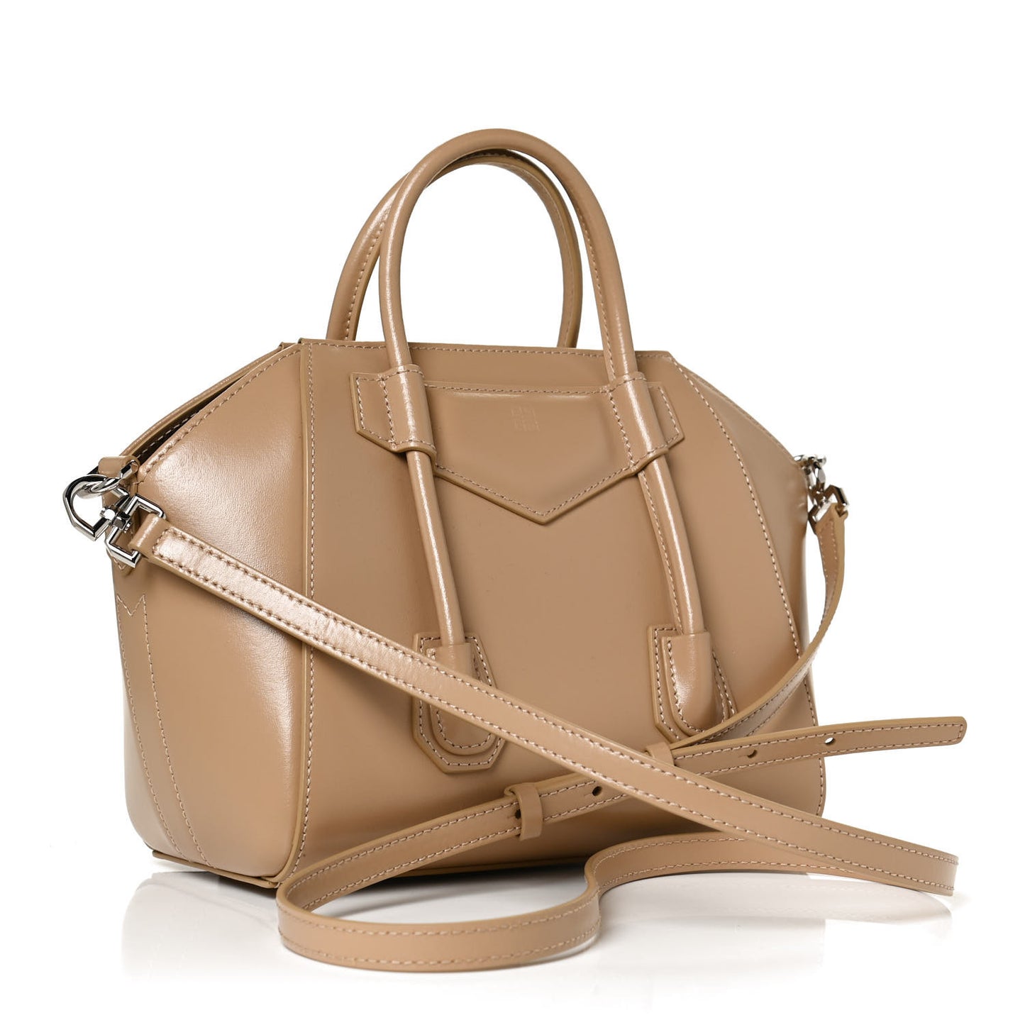 Box Calfskin Mini Lock Antigona Shoulder Bag Beige Cappuccino