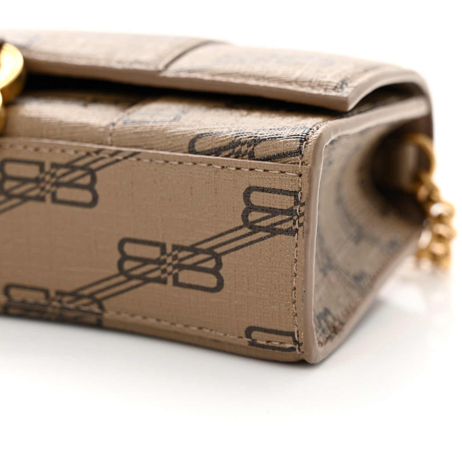 Balenciaga Coated Canvas BB Monogram Hourglass Chain Bag Beige Brown 9 of 11